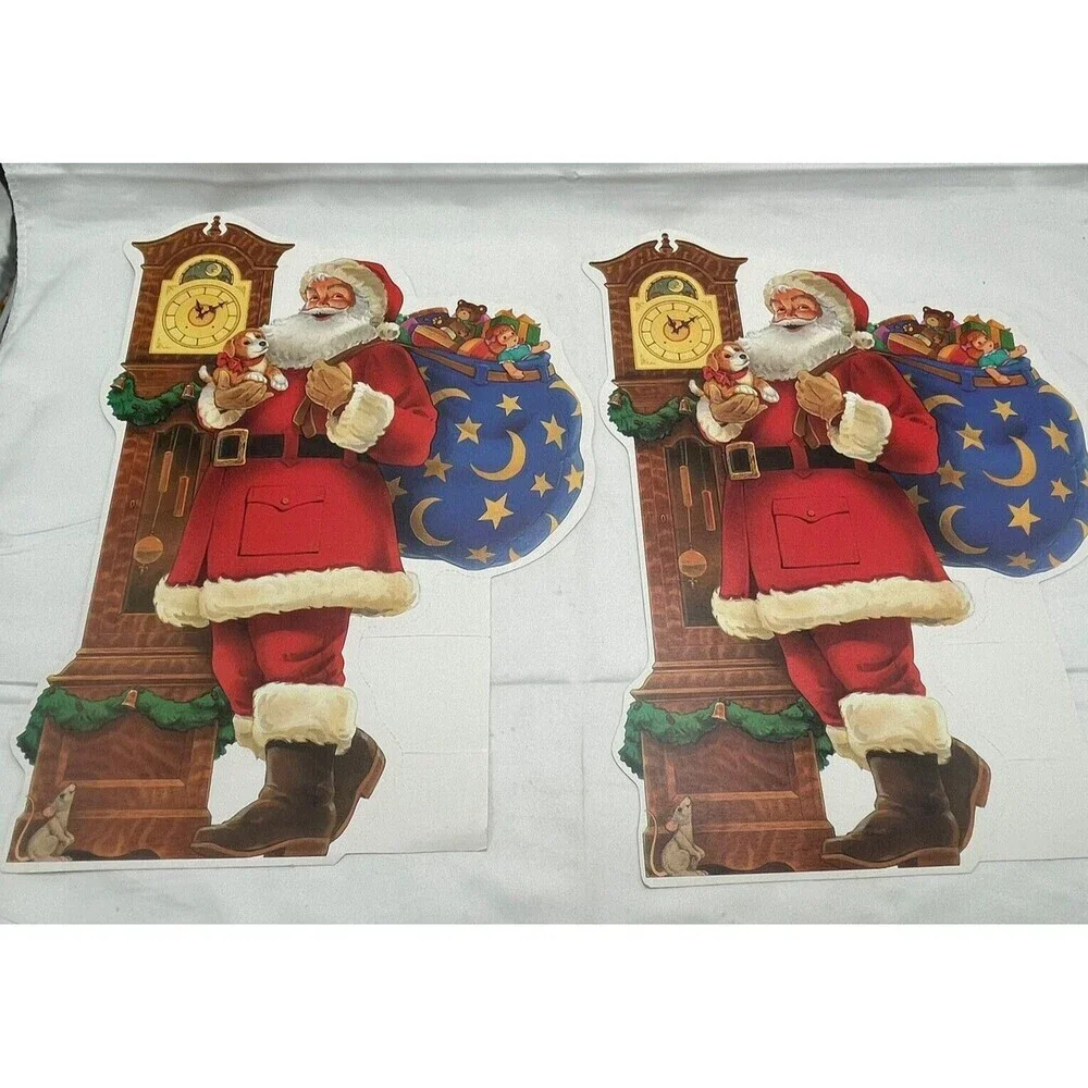 Vintage 2 Paper Magic Group Christmas Santa Claus  Die Cut Decoration 13”